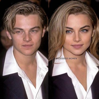 Leonardo DiCaprio mantém seu charme clássico em sua versão feminina. (Imagem: reprodução Instagram)