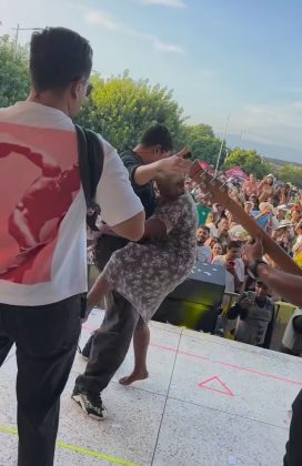 No vídeo, Aidé aparece dançando ao lado de Rafa Pérez no Festival Vallenato de Fonseca. (Imagem: reprodução vídeo instagram rafaperezlaevolucion)