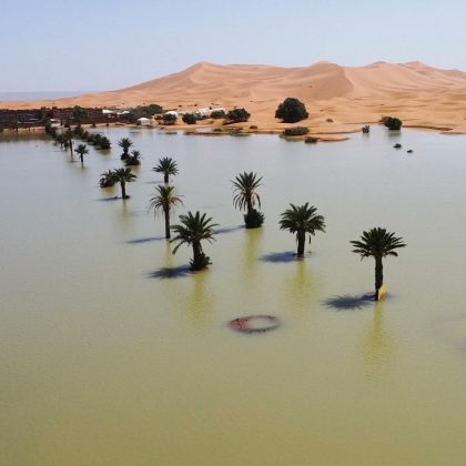 Em Tagounite, uma aldeia ao sul de Rabat, 100 milímetros de chuva caíram em apenas 24 horas. (Imagem: reprodução instagram)