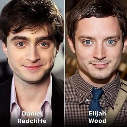 Daniel Radcliffe e Elijah Wood parecem "gêmeos perdidos" devido aos rostos pequenos e olhos azuis. (Imagem: Instagram)