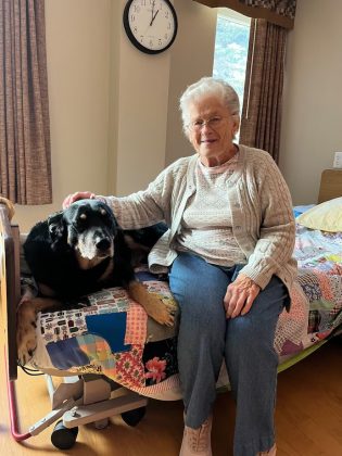 Após fugir de abrigo três vezes, cachorro decide morar com idosos em casa de repouso (Foto: Reprodução/Facebook/Meadow Brook Medical Care Facility)