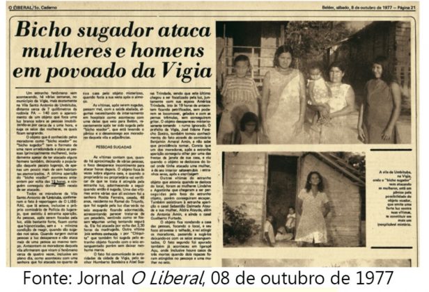 Moradores relataram ataques de “raios luminosos” que pareciam "sugar" o sangue das pessoas (Foto: Reprodução/Jornal O Liberal)