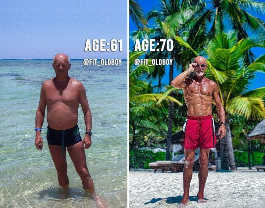 Wojciech mostrou seu antes e depois nas redes sociais (Foto: Reprodução/Instagram/@fit_oldboy)