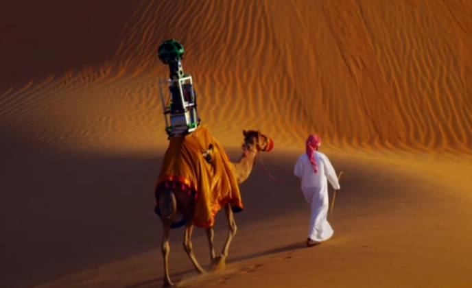 Google usou um camelo para mapear o deserto de Liwa (Imagem: reprodução instagram).