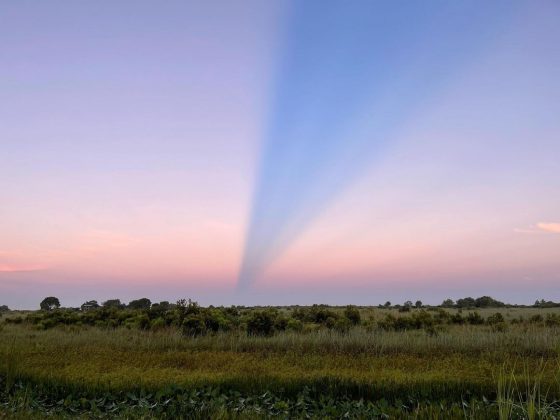 A sombra de montanha no céu ocorre quando o Sol nasce em um ângulo baixo. (Imagem: reprodução Instagram)