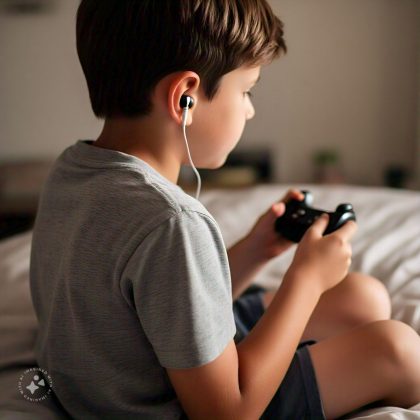 O filho do casal, um menino de 11 anos, estava em seu quarto jogando videogame, distraído com o som dos fones de ouvido, e não ouviu os gritos nem os disparos provenientes do cômodo ao lado (Foto: Meta AI Image Generation)