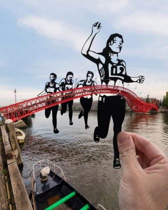 Rich McCor é um artista londrino que transforma marcos icônicos com recortes de papel. (Imagem: reprodução instagram)