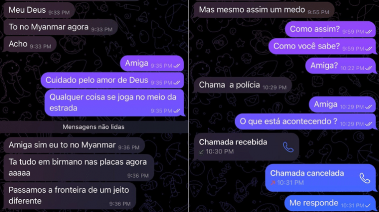 Durante o trajeto, o paulistano começou a desconfiar das intenções dos recrutadores, enviando mensagens a um amigo para relatar a situação (Foto: Instagram)