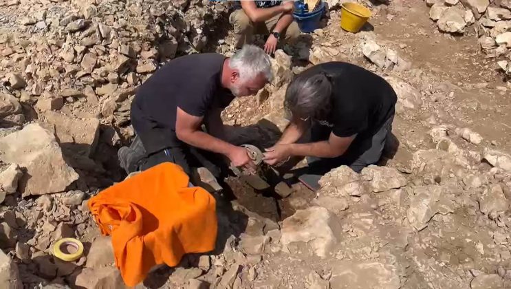 De acordo com o líder da escavação, Hrvoje Potrebica, professor de arqueologia da Universidade de Zagreb, o objeto foi desenterrado em uma estrutura de pedra dentro de um monte funerário no sítio arqueológico de Gomile. (Foto: YouTube)