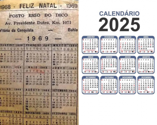 O calendário de 1969 é idêntico ao de 2025. (Imagem: Pixabay)