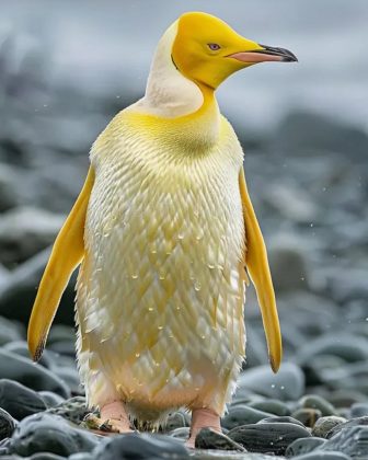 O fotógrafo Yves Adams capturou imagens impressionantes de um pinguim amarelo raro. (imagem: reprodução instagram / @yves_adams)