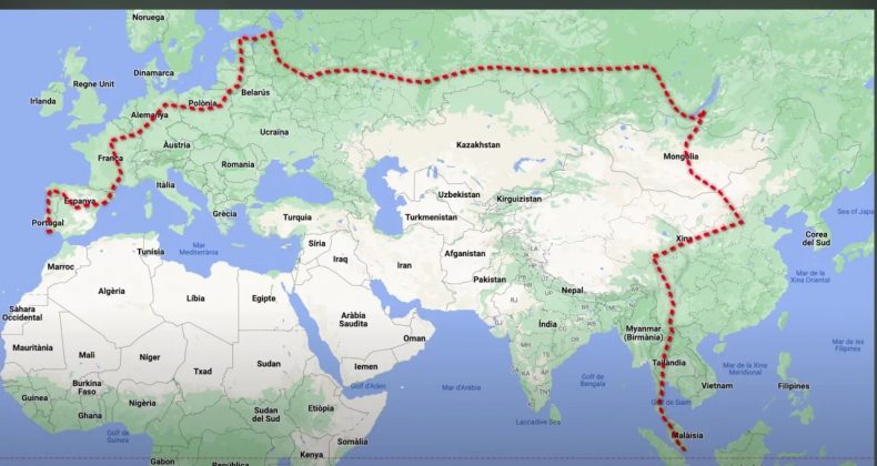 Com 18.755 quilômetros, trata-se da rota ferroviária mais longa do mundo (Foto: Reprodução/Google Maps)