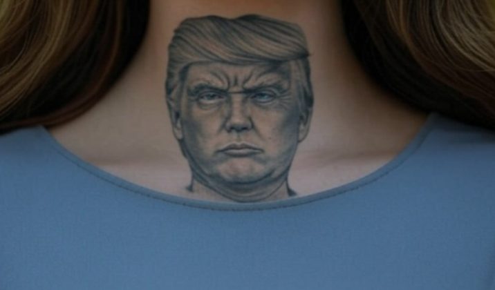 Uma menina de 9 anos foi tatuada no braço em Yuma, Arizona. Ela queria uma tatuagem de Donald Trump no pescoço (Foto: Grok)