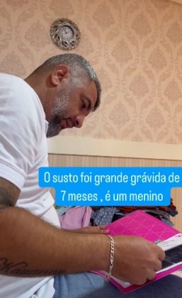 No vídeo compartilhado por Rubiany, a reação do marido ao descobrir sobre a gestação de sete meses foi tão espontânea quanto surpreendente. Ele, inicialmente confuso, não entendia a gravidade da situação até que o exame fosse explicado (Foto: Reprodução/Instagram)