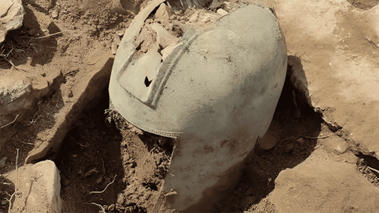 Capacete de 2 mil anos atrás é encontrado em túmulo na Croácia (Foto: Marta Kalebota/Museus de Dubrovnik)