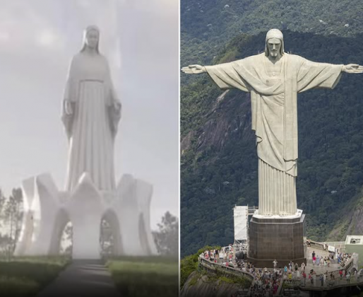 A escultura contará com uma coroa de 15 metros. (Imagem: reprodução Instagram)