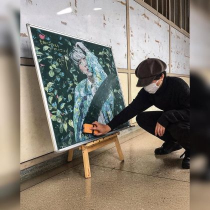 O educador japonês Hirotaka Hamasaki cria ilustrações impressionantes no quadro-negro. (Imagem: reprodução Instagram)