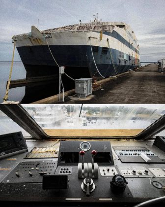 Abandonado em um porto da Flórida, o navio cassino Blue Horizon ainda conserva seu interior requintado. (Imagem: reprodução Instagram)