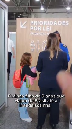 Sua mãe, Brenda Ferreira, compartilhou os registros do trajeto, e o vídeo viralizou. Enquanto alguns elogiaram a coragem da menina, outros criticaram a decisão da família (Foto: Reprodução/Instagram)