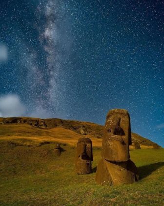 Os famosos moais da Ilha de Páscoa se destacam nas fotos incríveis de Dremali. (Imagem: reprodução Instagram @Advil)