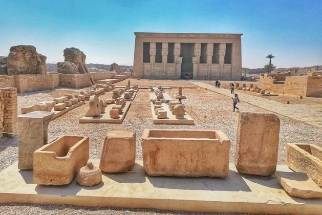 A felina, que se movimenta com tranquilidade pelos pátios e corredores do templo dedicado à deusa Hathor, parece integrar o cenário como se fosse uma guardiã silenciosa dos tempos antigos (Foto: X)