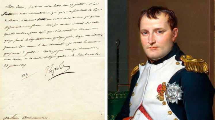 Um documento raro de Napoleão Bonaparte, escrito em pleno auge do conflito com a Igreja, foi vendido em leilão na França por mais de R$ 170 mil. (Foto: X)