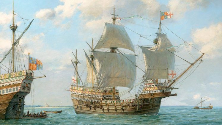 Construído em 1510, o Mary Rose serviu à marinha inglesa por 34 anos até naufragar repentinamente em 1545, durante a Batalha de Solent (Foto: X)