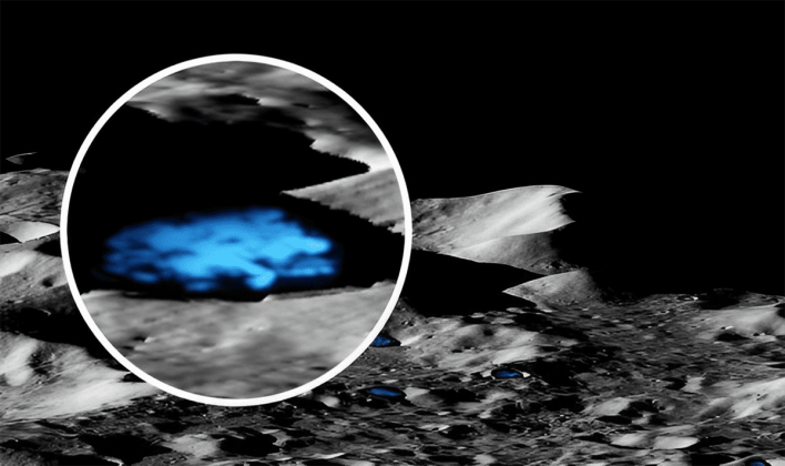 A análise dos dados mostrou que o gelo está enterrado a profundidades maiores que o previsto, espalhado em pequenos fragmentos sob a superfície lunar (Foto: X)